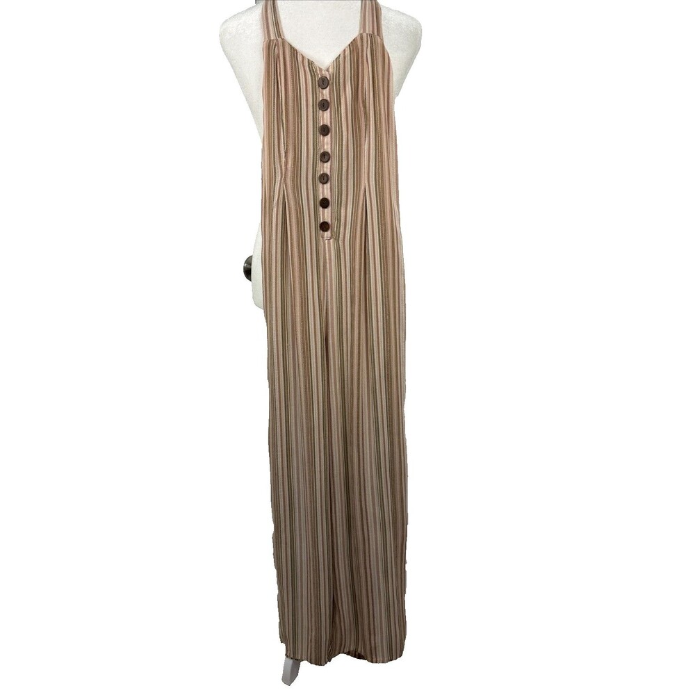 American Eagle Full Body Length Jumpsuit Ladies XS Multicolor Stripe Halter L30"
